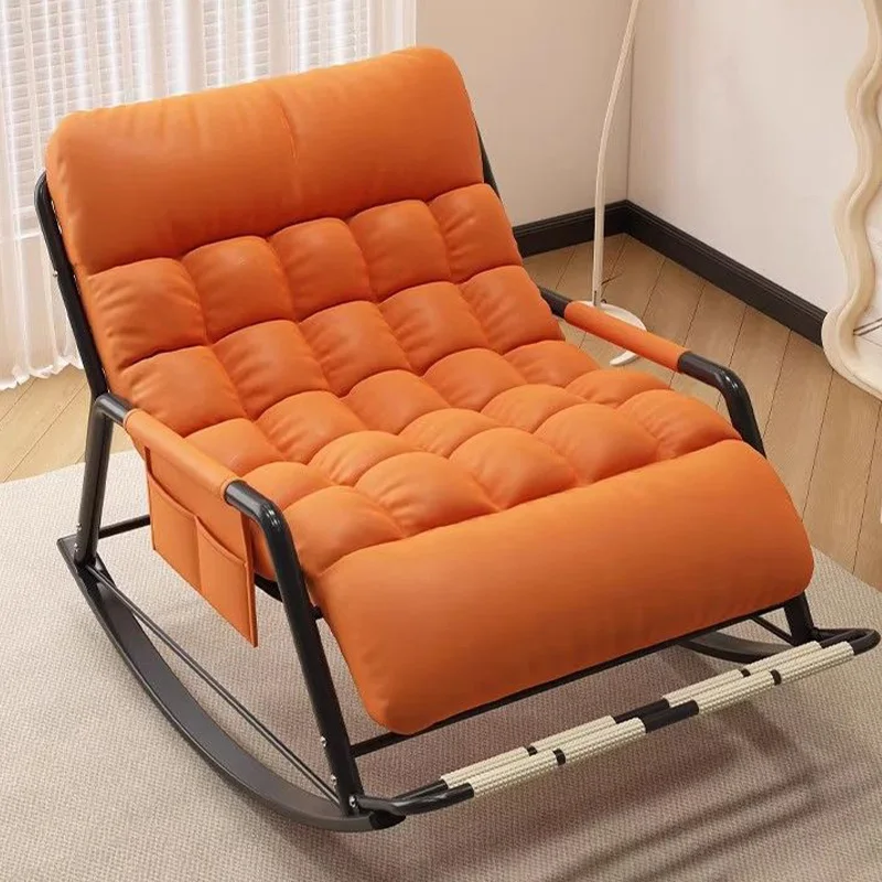 Living Room Reclining Rocking Chair Soft Removable Cushion Lounge Chair with Foldable Footrest Modern Home Office Relaxing Chair