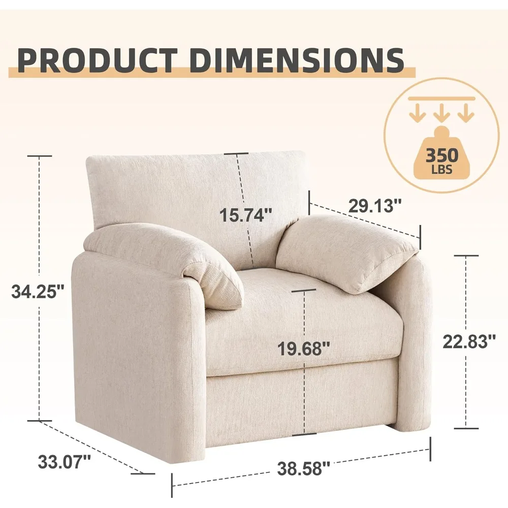 Chenille Oversized Armchair, 38.6 - Image 2