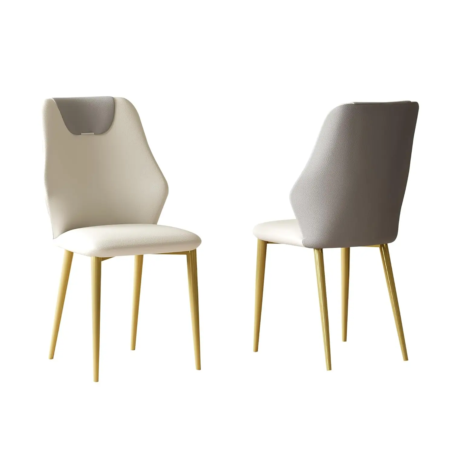 Modern Dining Chairs Set of 2, Upholstered PU Leather Kitchen Chairs with Gold Metal Legs and Ergonomic Backrest,, Customized –  1503