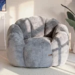 Bean Bag Chair for Adults, Floral Shaped Bean Bag Sofa, Ultra Soft Faux Fur Floor Sofa, Large Reading Chair for Living Room Bed -  1503