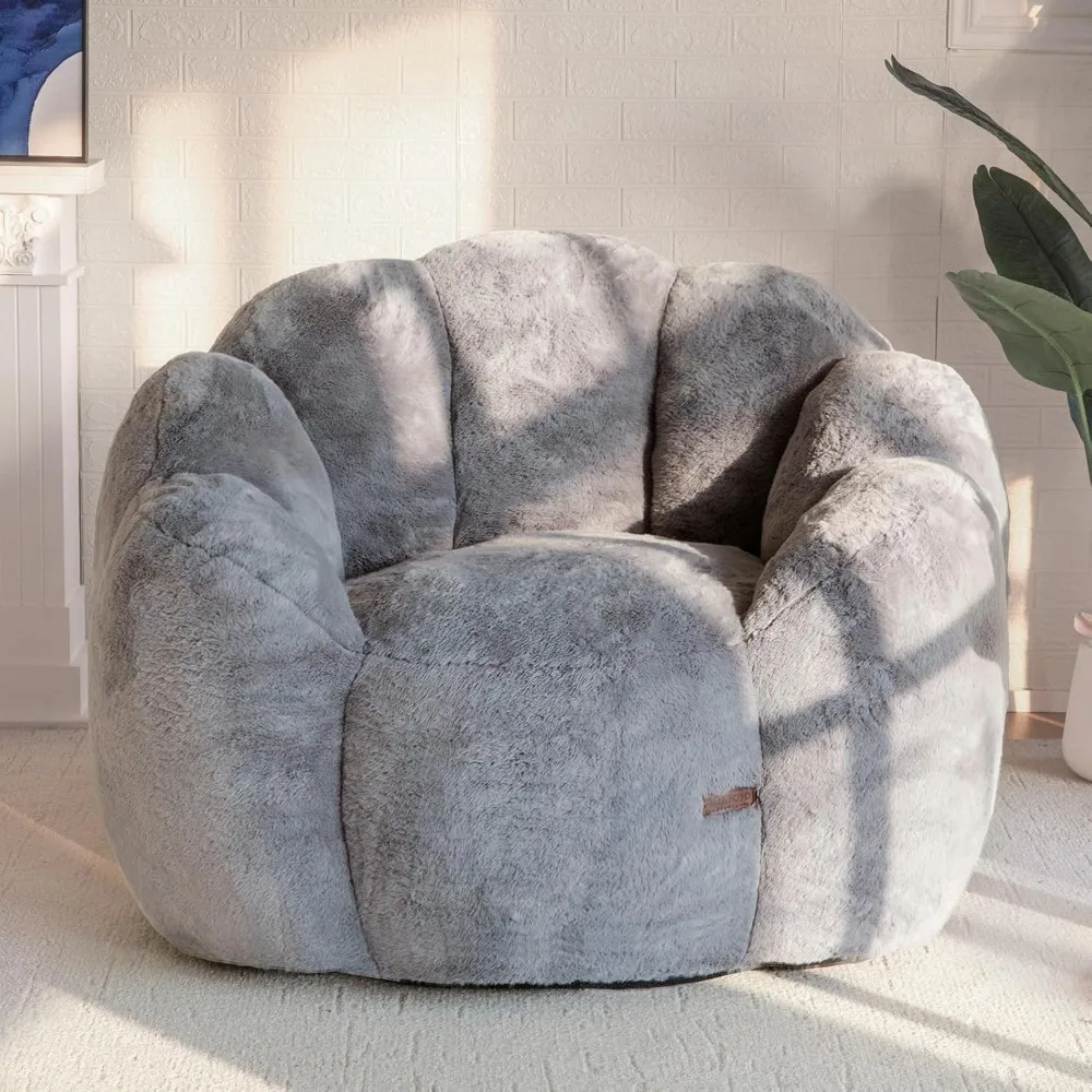 Bean Bag Chair for Adults, Floral Shaped Bean Bag Sofa, Ultra Soft Faux Fur Floor Sofa, Large Reading Chair for Living Room Bed –  1503
