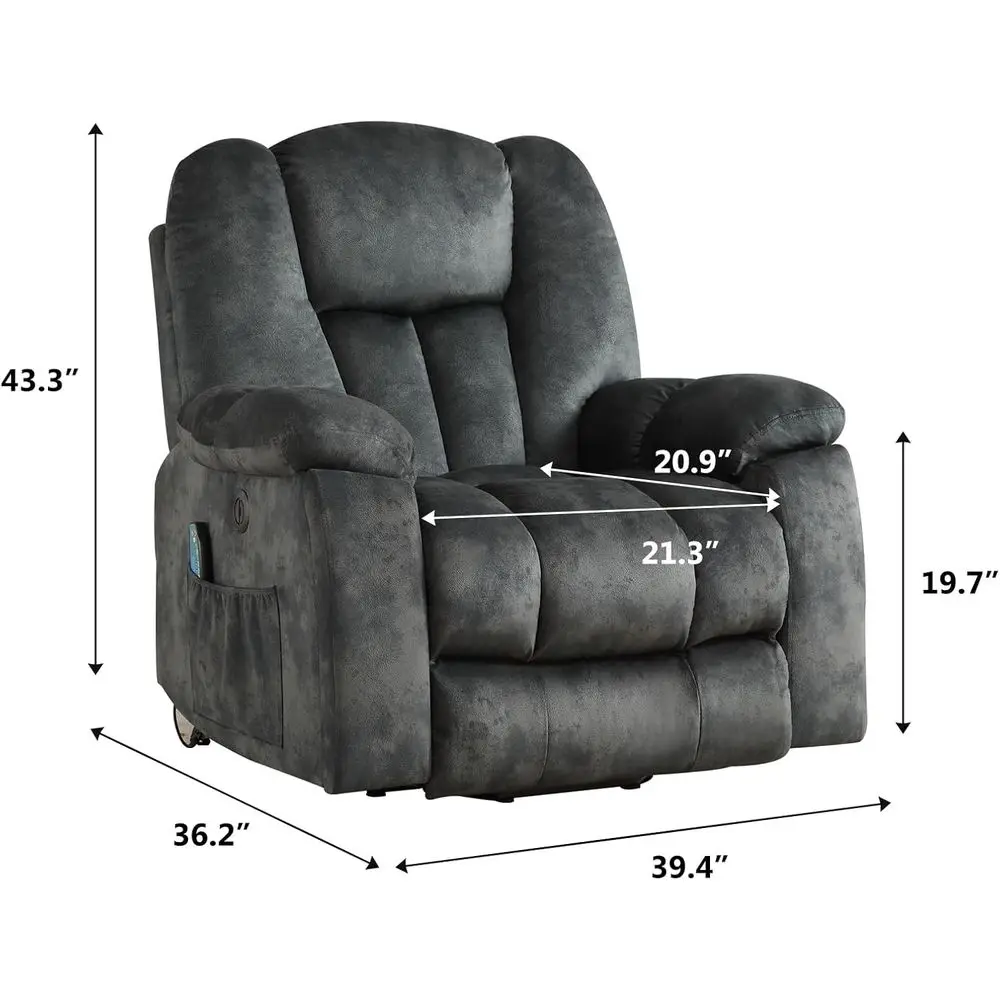 Elderly-Friendly Heavy-Duty Recliner with Massage, Heat, and USB, Gray Customized - Image 2