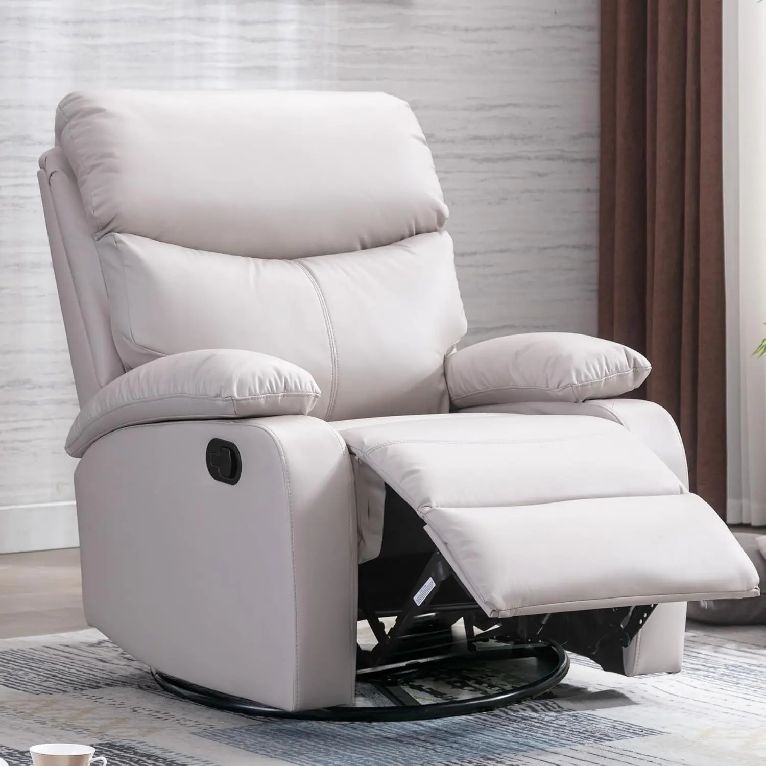 Swivel Rocker Recliner Chair for Adults, Glider Recliner Sofa for Nursery, Living Room, RV – Beige –  1503