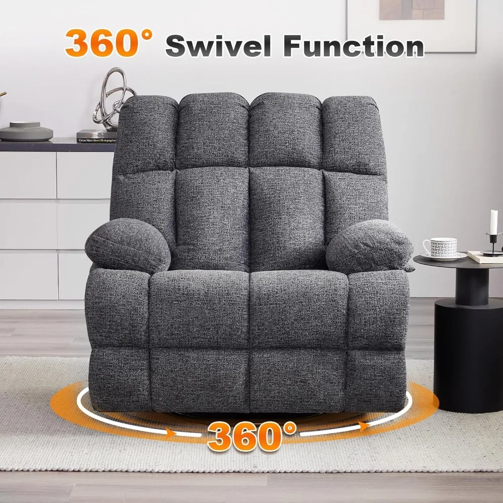 Lazy Boy Recliner Chair for Big Man, Extra Wide Manual Swivel Recliner, Overstuffed Soft Rocking Sofa Chair