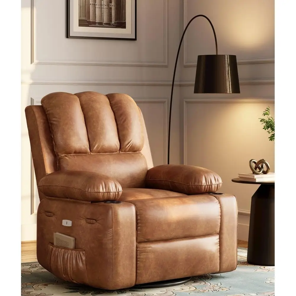 Recliner Chairs with Heat & Massage – 360?? Swivel Lazy Chair for Adults, Manual Rocking with Cup Holder, Ideal for Living Rooms, –  1503