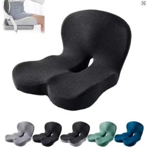 Memory Foam Seat Cushion with Backrest, Ergonomic Lumbar Support Office Chair Pad for Hip Pain, Washable Car & Home Use